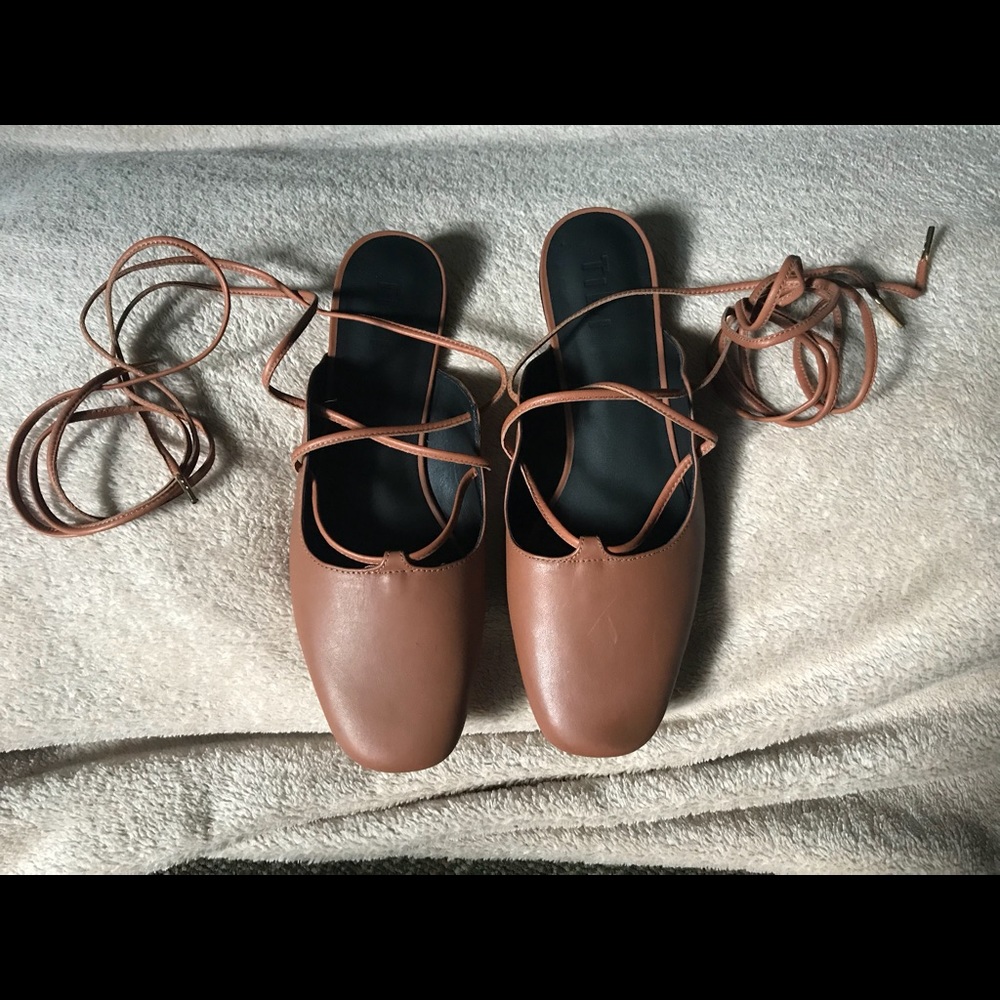 SOLD Brand New Tibi Lila Brown Strappy Flats